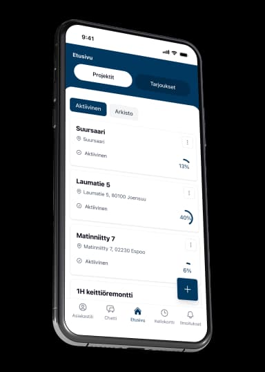 VÖRK-sovelluksen kellokorttinäkymä