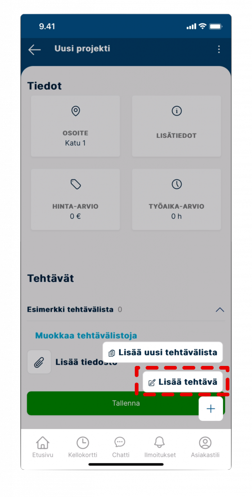 Screenshot of creating project in VÖRK app step 5.