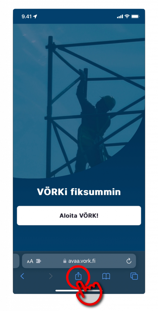 Screenshot of VÖRK app login page on iOS