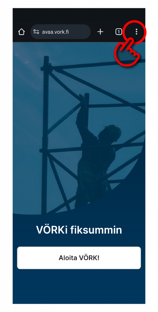 Screenshot of VÖRK app login page on Android