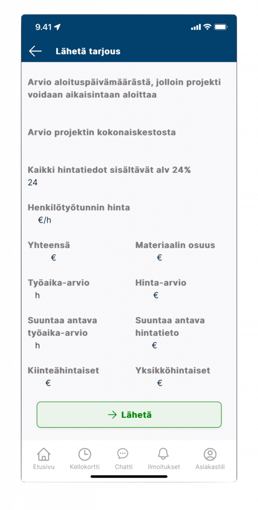 Screenshot of creating offer in VÖRK app step 13.