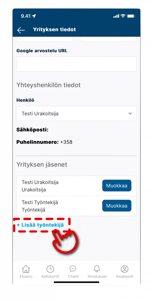 Screenshot of adding worker in VÖRK app step 3.